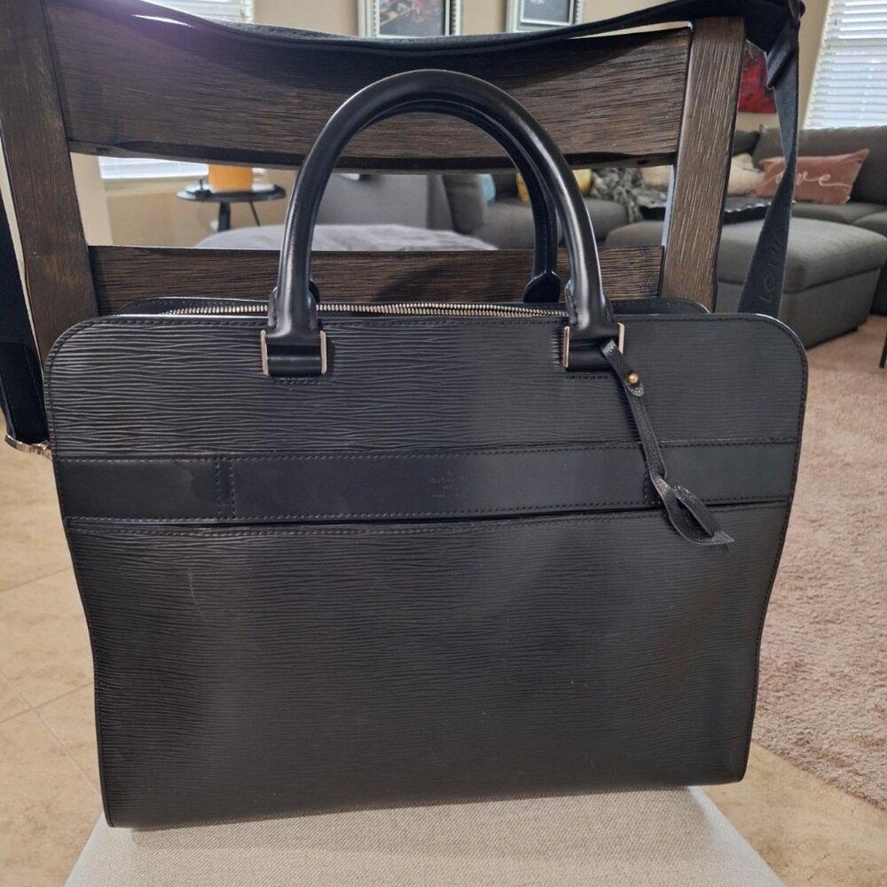 Louis Vuitton Black Epi Leather Laptop Briefcase